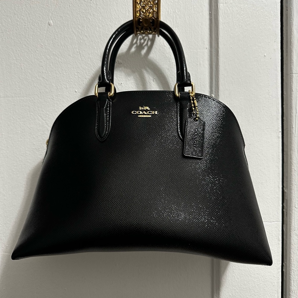 Coach Quinn Cross Grain Patent Leather Satchel